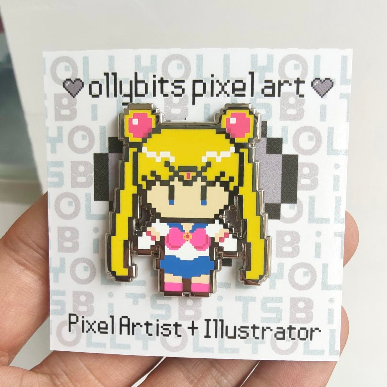 Moon Princess Warrior Pixel Art Enamel Pin