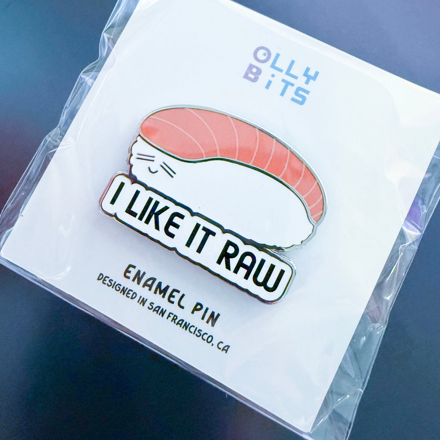 I LIKE IT RAW Salmon Sake Sushi Enamel Pin
