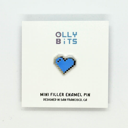Cyan Pixel Heart Mini Filler Enamel Pin