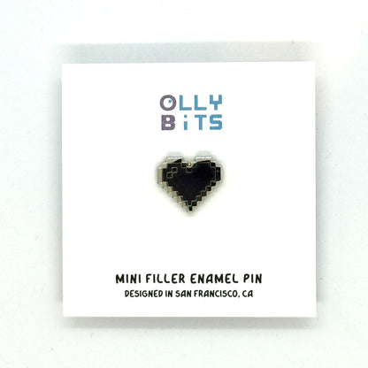Black Pixel Heart Mini Filler Enamel Pin