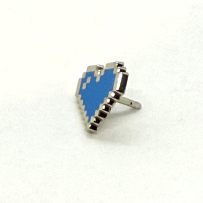 Cyan Pixel Heart Mini Filler Enamel Pin