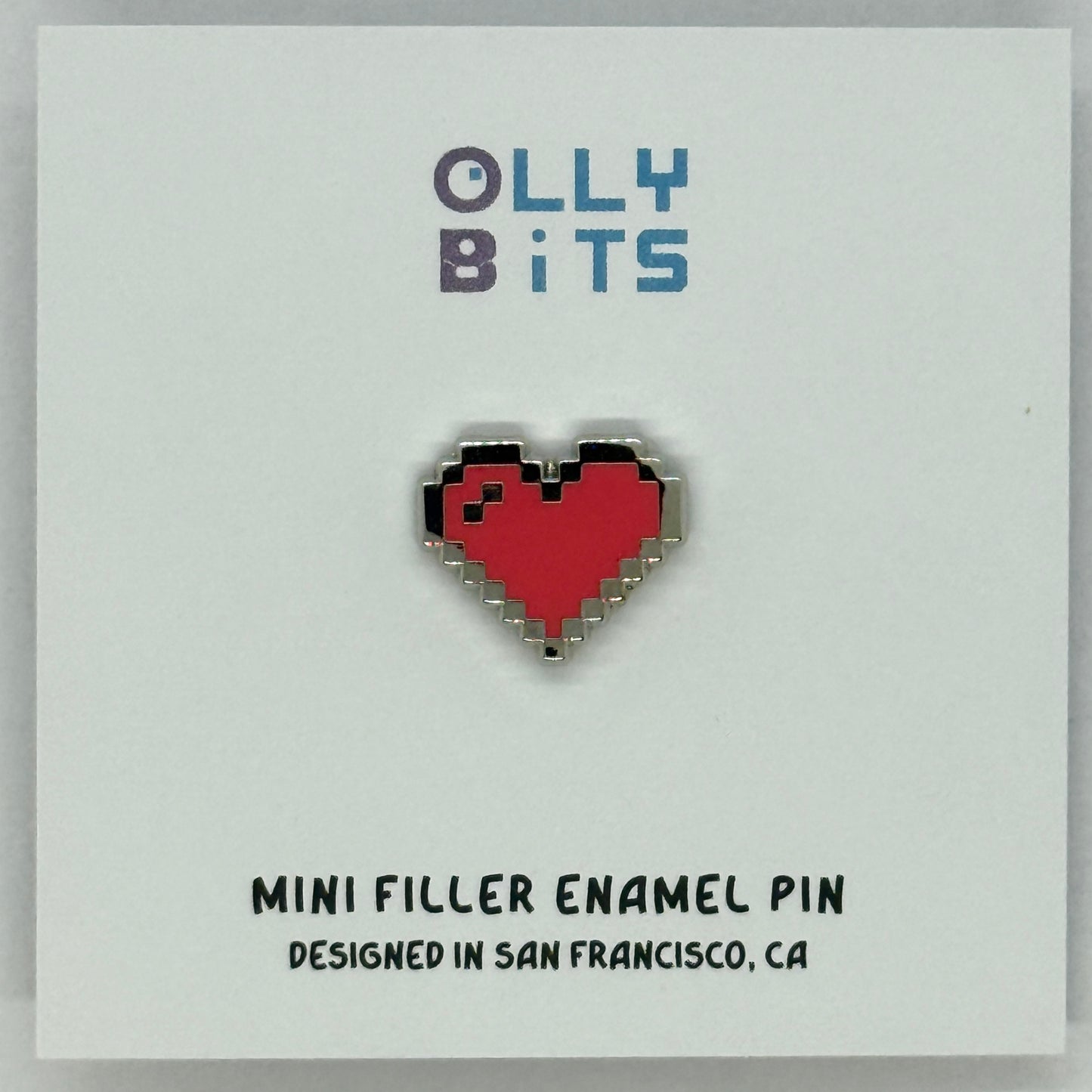 Red Pixel Heart Mini Filler Enamel Pin