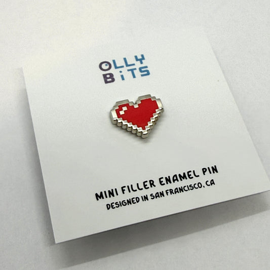 Red Pixel Heart Mini Filler Enamel Pin