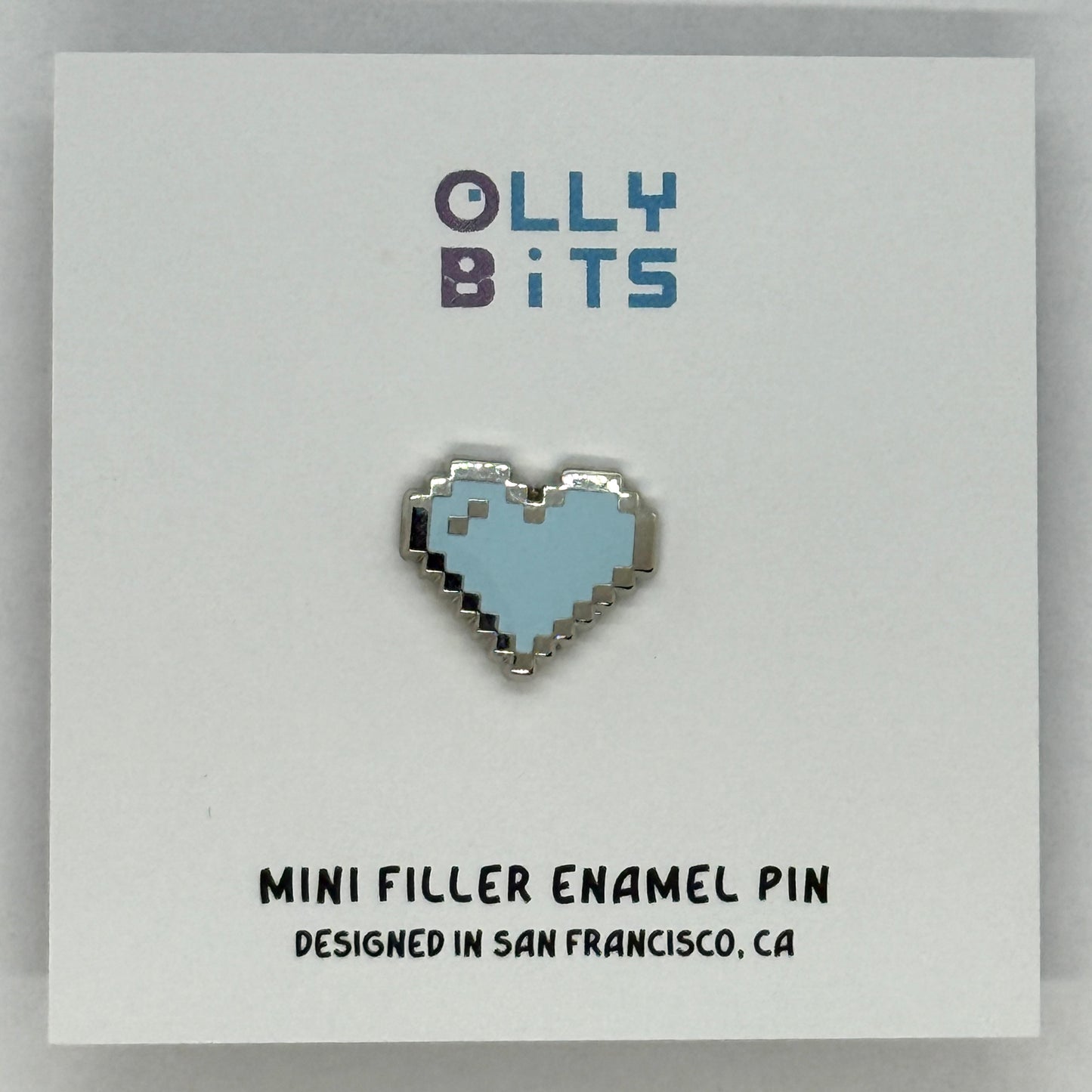 Pastel Blue Pixel Heart Mini Filler Enamel Pin