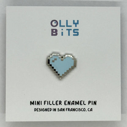 Pastel Blue Pixel Heart Mini Filler Enamel Pin