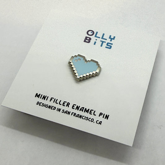 Pastel Blue Pixel Heart Mini Filler Enamel Pin
