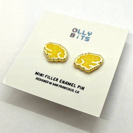 Gold Glitter Pixel Wing Duo Mini Filler Enamel Pin Set