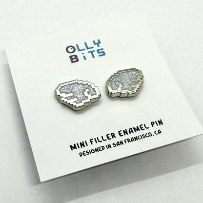 Silver Glitter Pixel Wing Duo Mini Filler Enamel Pin Set