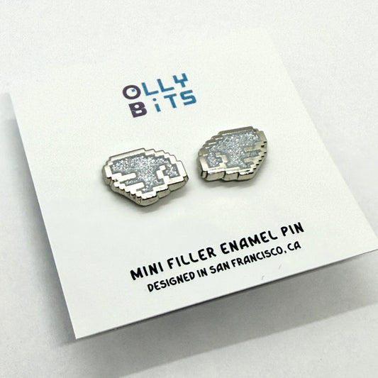 Silver Glitter Pixel Wing Duo Mini Filler Enamel Pin Set