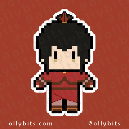 Angy Fire Lord Vinyl Sticker (2") Ollybits Pixel Art