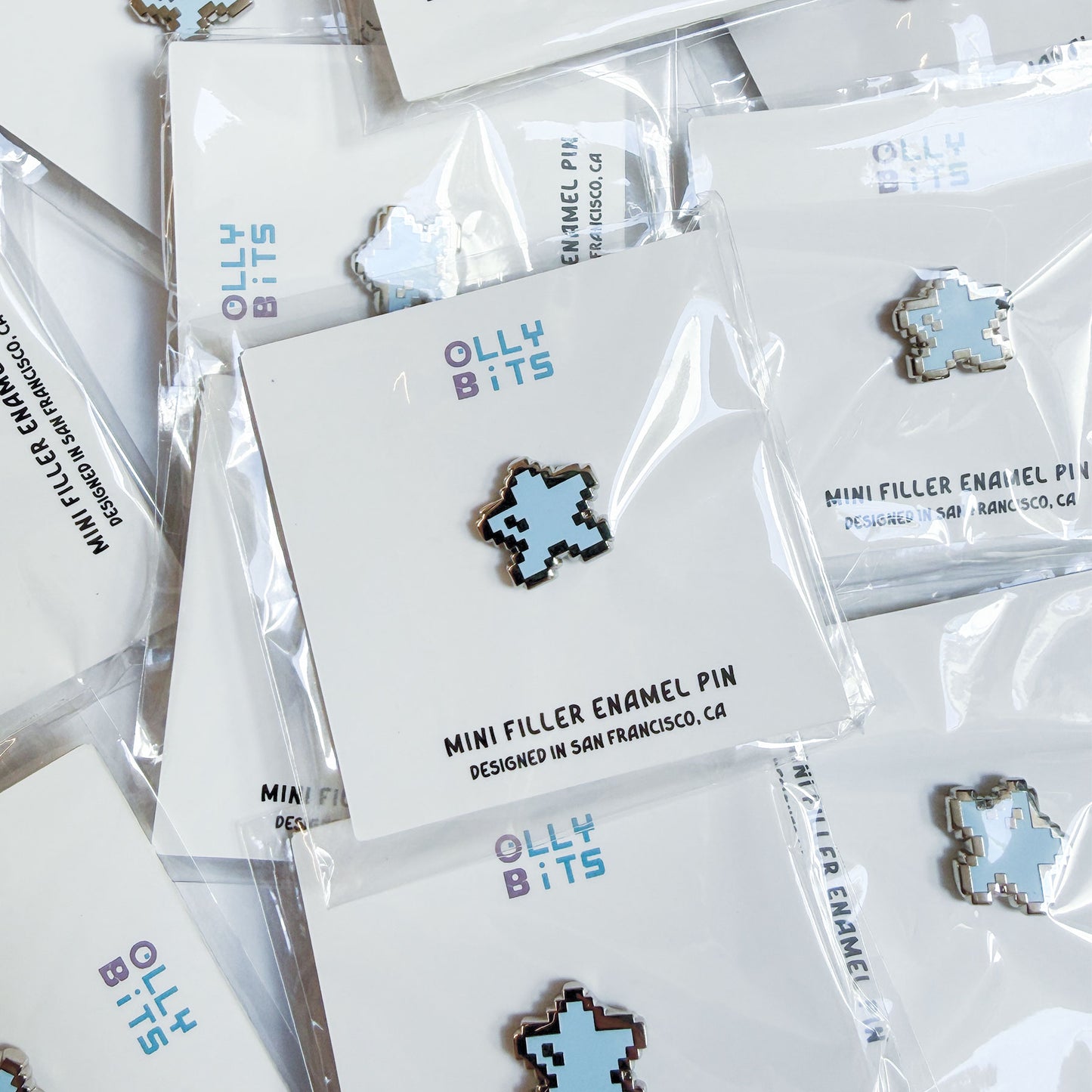 Blue Pastel Pixel Star Mini Filler Enamel Pin