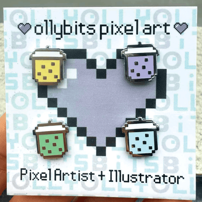 Pixel Boba Mini Filler Enamel Pin Set