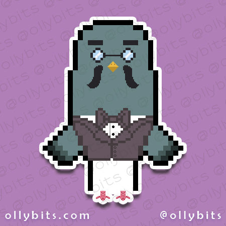 Coffee Pigeon Island Villagers Life Vinyl Sticker (2") Ollybits Pixel Art