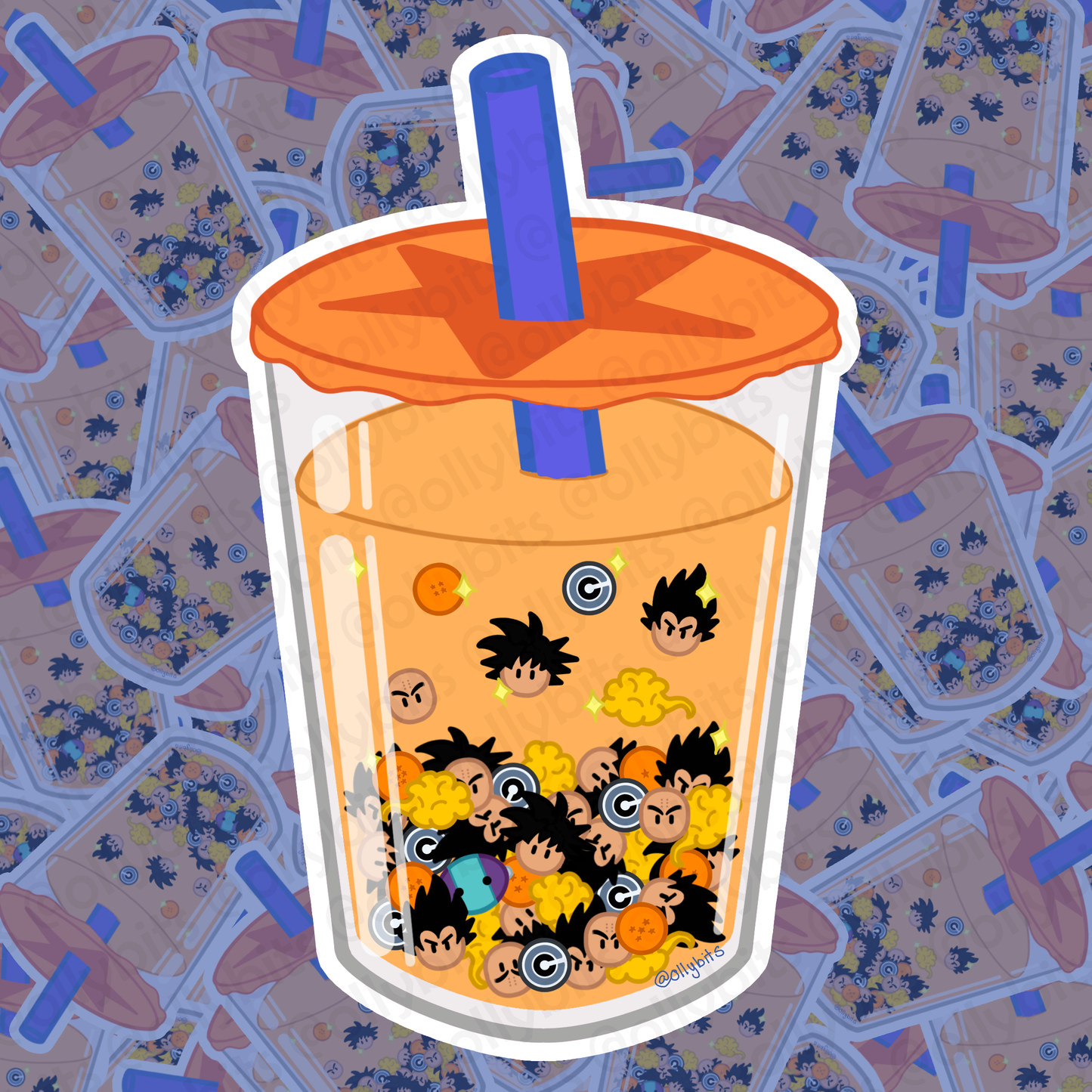 Boba 7 Wish Balls Vinyl Sticker (2") Ollybits Pixel Art