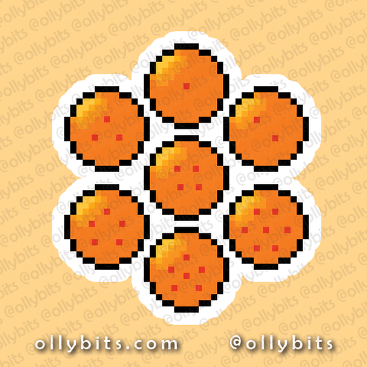 7 Wish Balls Vinyl Sticker (2") Ollybits Pixel Art