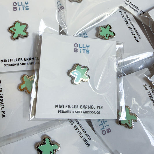 Green Mint Pixel Star Mini Filler Enamel Pin