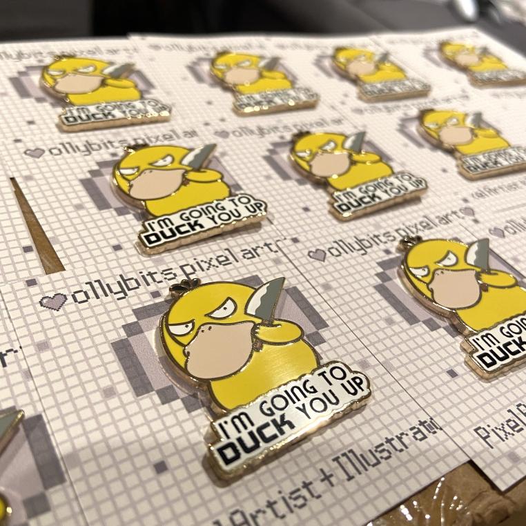 IM GOING TO DUCK YOU UP Enamel Pin Ollybits Pixel Art