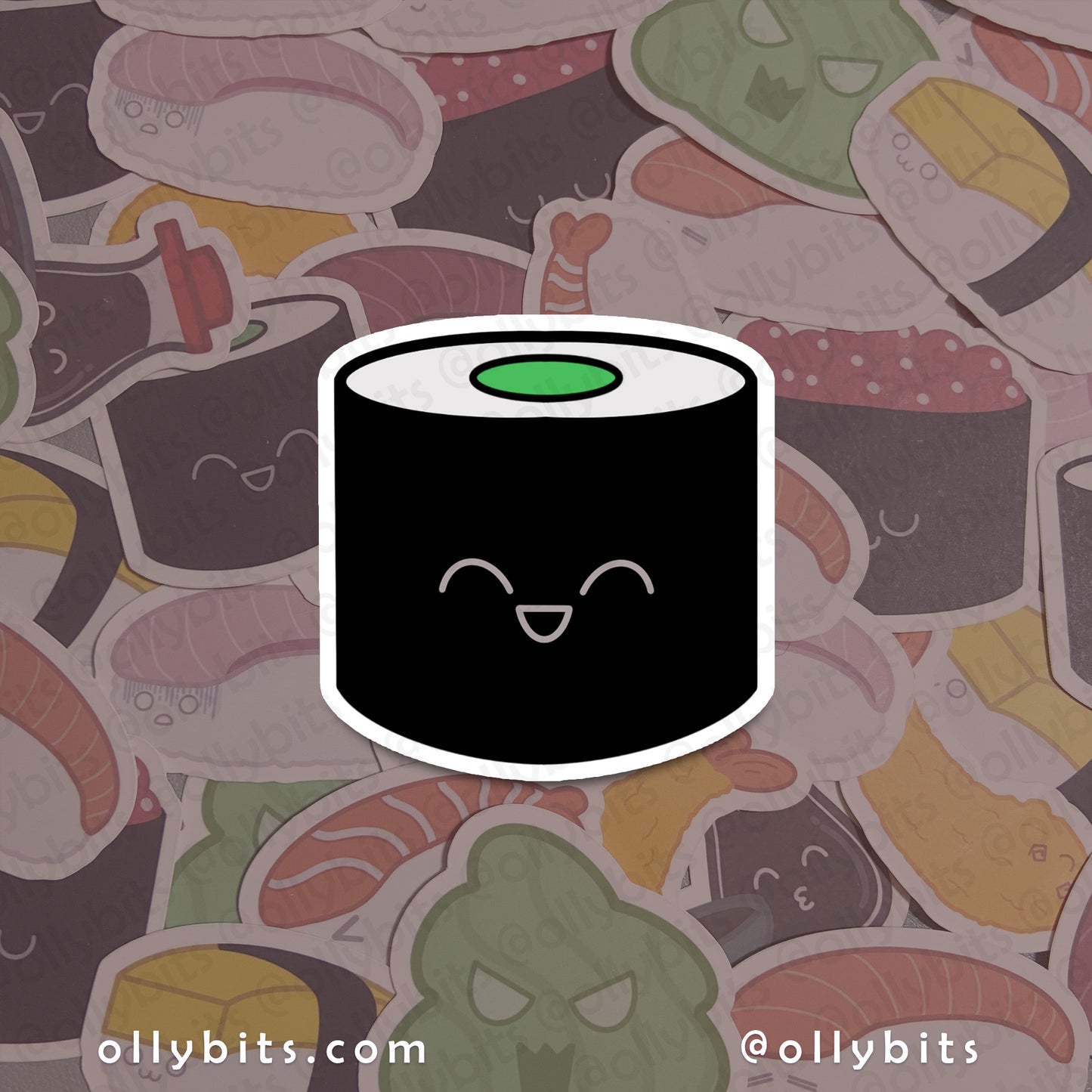 Avocado Maki Vinyl Sticker (2") Ollybits Pixel Art