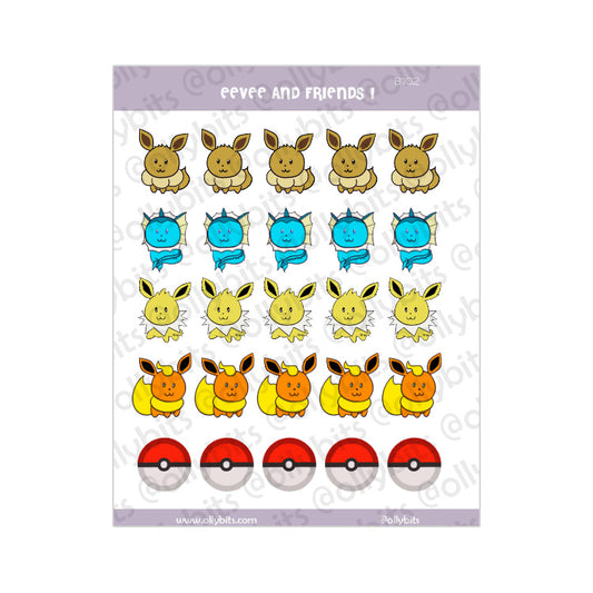 B102 - Normie Fox & Friends 1 Sticker Sheet Ollybits Pixel Art
