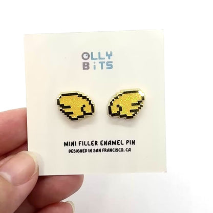 Gold Glitter Pixel Wing Duo Mini Filler Enamel Pin Set
