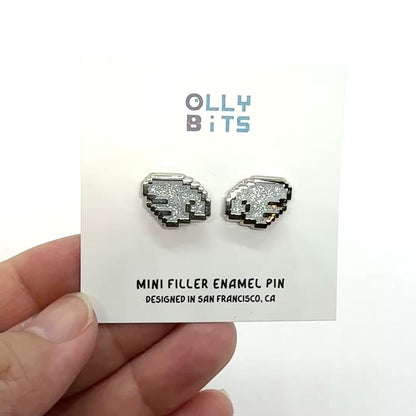 Silver Glitter Pixel Wing Duo Mini Filler Enamel Pin Set
