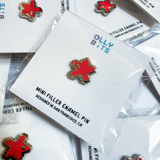 Red Pixel Star Mini Filler Enamel Pin