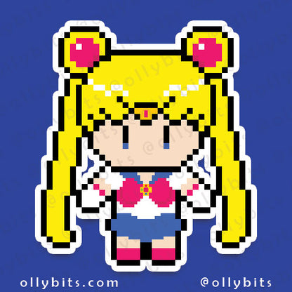 Moon Princess Warrior Vinyl Sticker (2") Set Ollybits Pixel Art