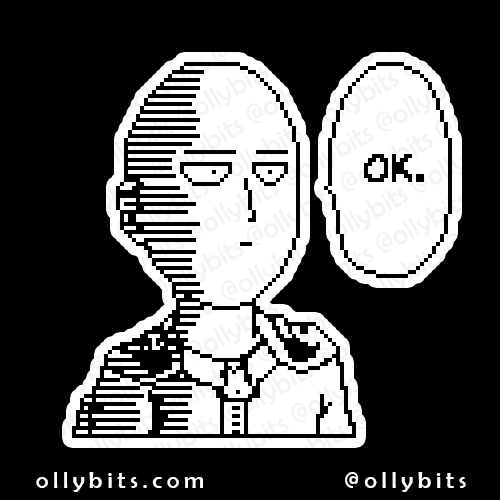 Bald Caped Hero Vinyl Sticker (2") Ollybits Pixel Art