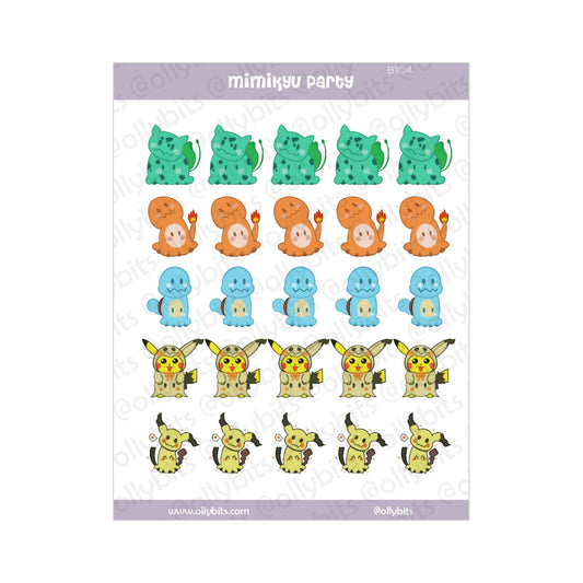 B104 -  Copycat Ghost Mouse Party Sticker Sheet Ollybits Pixel Art