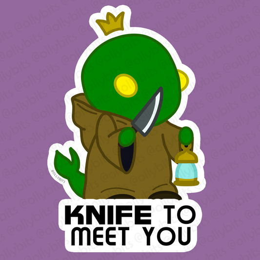 KNIFE to meet you Vinyl Decal (4") Ollybits Pixel Art