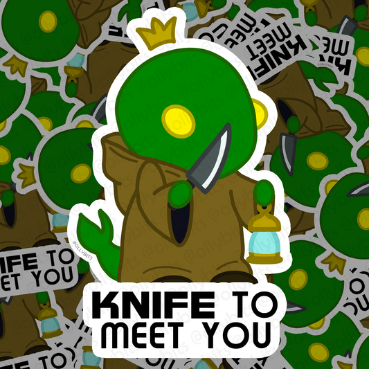 KNIFE to meet you Vinyl Decal (4") Ollybits Pixel Art