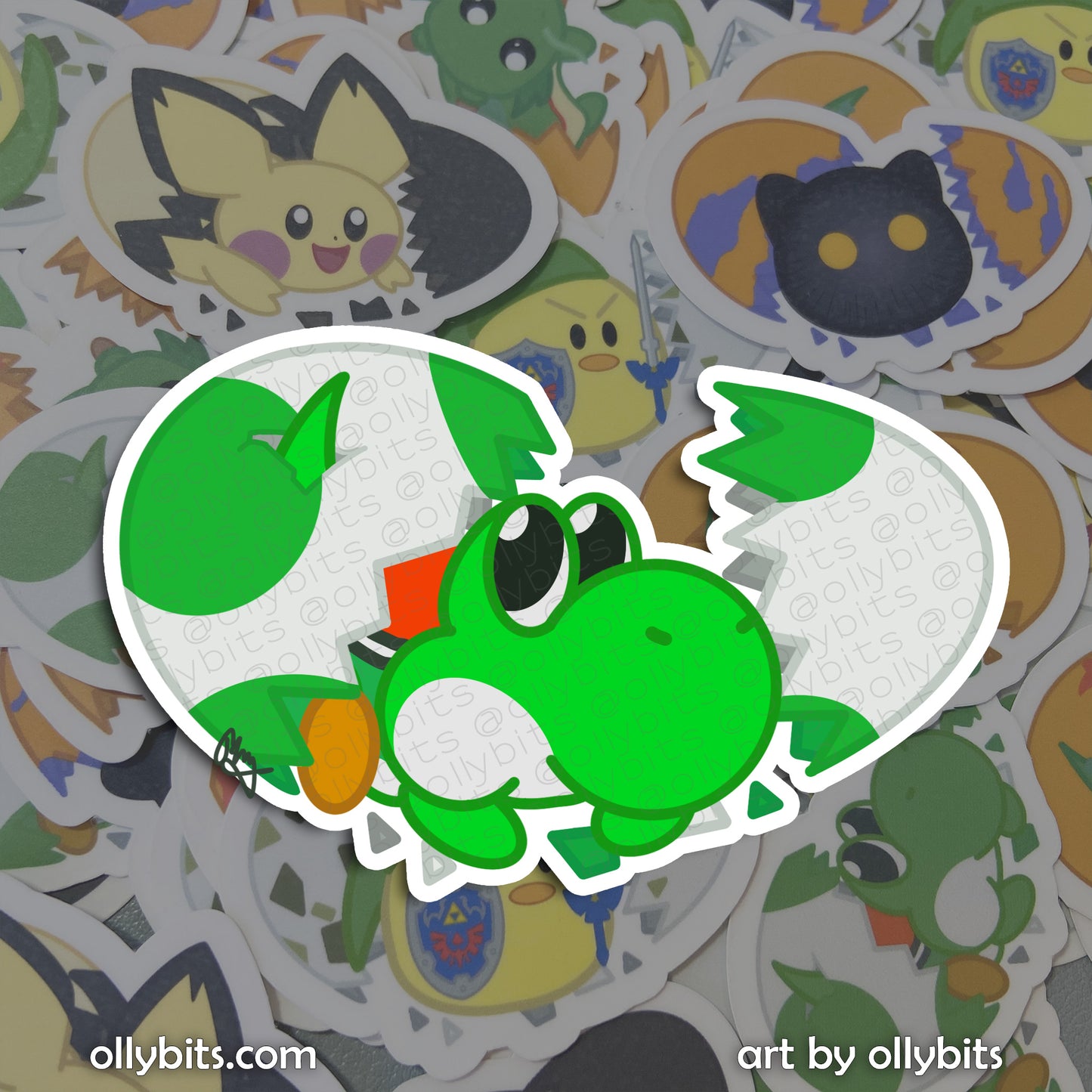 Hatching Dino Bro Vinyl Sticker (2") Ollybits Pixel Art
