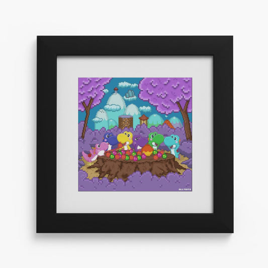 Dinobro and Friends 8x8 Print TwitchCon 2023 Exclusive Ollybits Pixel Art 