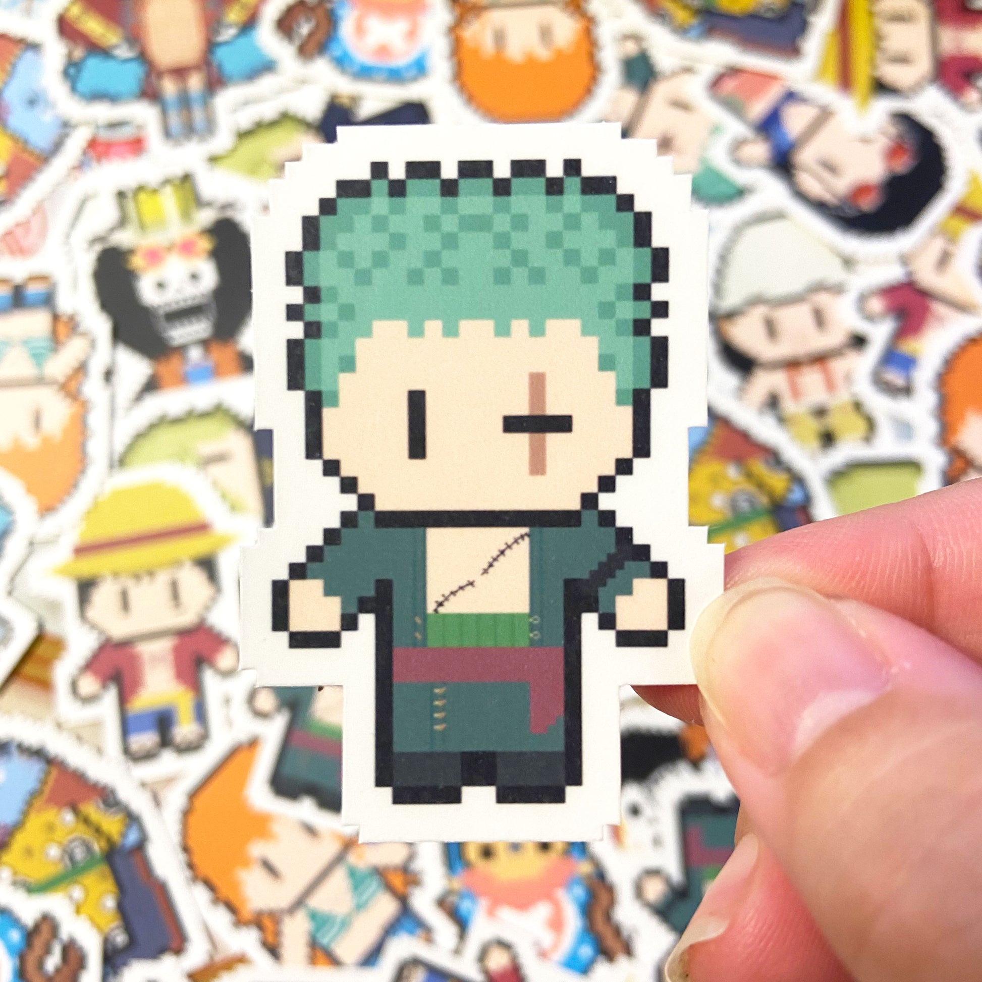 Onigiri Swordsman Pirate Vinyl Sticker (2") Ollybits Pixel Art